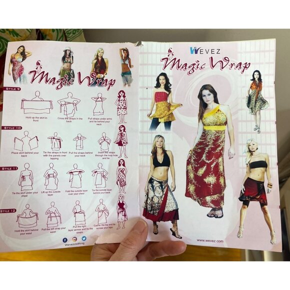 Wrap Sari Skirt Red Maxi Reversible Layers Chiffon Satin Boho Gypsy Womens 1 Sz - Picture 8 of 8